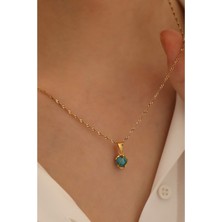 Sefa Gold 14 Ayar Altın Firuze Kafesli Singapur Zincir Kolye