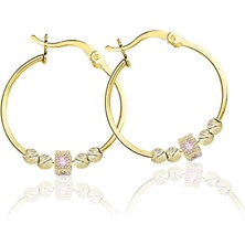 Lilarote Koyu Pembe Taşlı Küpe