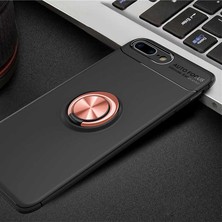 Nevarium Apple iPhone 7 Plus Kılıf Yüzüklü Silikon Range - Siyah-Rose Gold