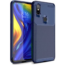 Nevarium Xiaomi Mi Mix 3 Kılıf Karbon Dokulu Silikon - Lacivert