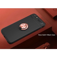 Nevarium Apple iPhone 7 Kılıf Yüzüklü Silikon Range - Siyah-Rose Gold