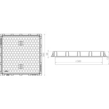 Lux Wares 500MM Koruge Boru Uyumlu Çerçeve + Düz Kapak