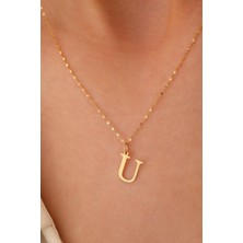 Sefa Gold 14 Ayar Altın U Harf Ince Aynalı Zincir Kolye