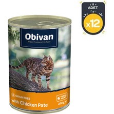 Obivan Tahılsız Tavuk Etli Ezme Yetişkin Kedi Konservesi 400 gr x 12 Adet