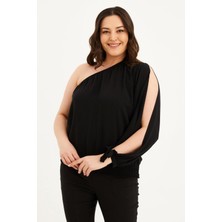 Myline Kolu Yırtmaçlı Gipeli Bluz