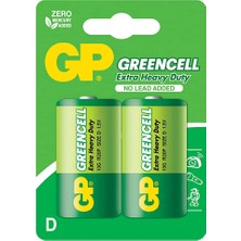 Berlin Shop GP13G Greencell R20P/1250/D Boy Kalın Pil 1.5 Volt 2'li Kart