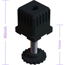 Adem Koç Plastik Gizli Ayarlı Vidalı Plastik Profil Rotil Ayağı Siyah 30X30