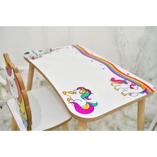 Art Ahşap Mdf Unicorn Çocuk Masa Sandalye Takımı Aktivite Eğlence Masası