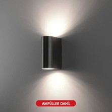 Full Reyon Beyaz Işık Antrasit Kasa Çift Yönlü Dekoratif Iç ve Dış Mekan Duvar Apliği