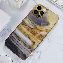 Miscase Apple iPhone 12 Pro Max Marble Parlak Mermer Desenli Cam Telefon Kılıfı