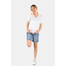 Balins Hamile Kot Şort Mavi