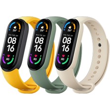 Xiaomi Mi Band 6 / Mi Band 5 Akıllı Bileklik Kordonu - 3'lü Paket Lacivert/Sarı/Nane Yeşili