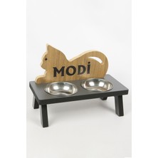 MH Mini Hediye Ahşap Kedi Mama Kabı Standı Özel Isim Baskılı Kedi Köpek Su Kabı Xsmall