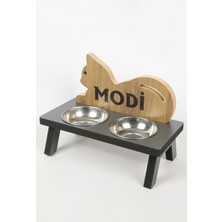 MH Mini Hediye Ahşap Kedi Mama Kabı Standı Özel Isim Baskılı Kedi Köpek Su Kabı Xsmall