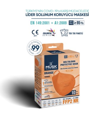Musk N95 Maske Turuncu Renk 10 Adet