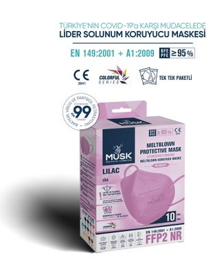 Musk N95 Maske Lila Renk 10 Adet