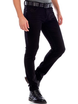 Cipo & Baxx CD319A Siyah Slim Fit Rahat Erkek Jean Kot Pantolon