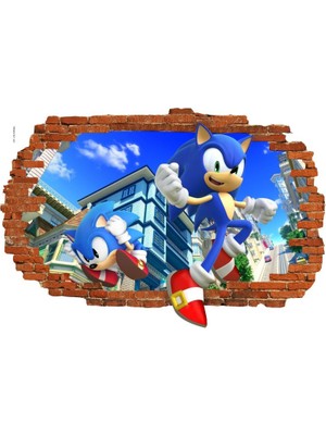 FIY 3D Duvar Çıkartmaları Sonic Kirpi Yaratıcı Karikatür Çıkartmalar Oyun Posteri Graffiti Dekorasyon 47*32CM