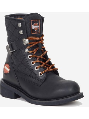Harley Davidson New Worker  Nubuk Deri Bot 36-40 Black Yağlı Deri