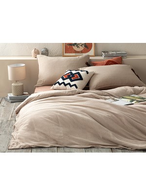 English Home Bowline Parça Yıkamalı Super King Nevresim Takımı 260 x 220 cm Bej – Terracotta