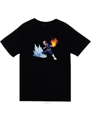 stonedfame My Hero Academia Shoto Todoroki Anime Baskılı Tshirt