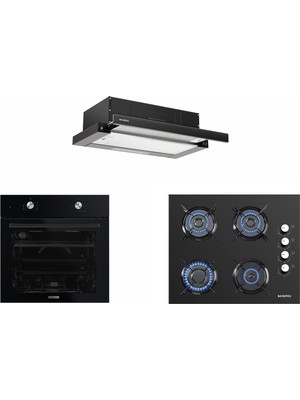 Kumtel Siyah Aspiratörlü Home Ankastre Set (B66-S2 + KO-40TAHDF + DS6-905S)