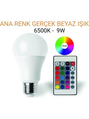 Vizyon Uzaktan Kumandalı Rgb Led Ampul 9 Watt E27 Tasarruflu 16 Ton Işık