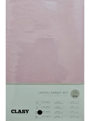 Clasy Lastikli Çarşaf Takımı Çift Kişilik V12 Pembe