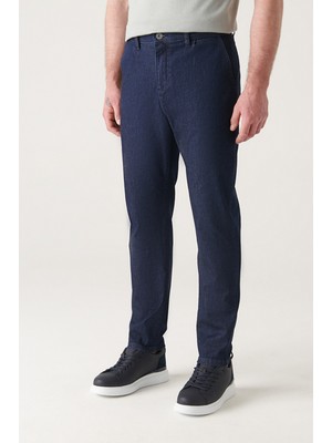 Avva Erkek Lacivert Relaxed Cropped Fit Likralı Jean Pantolon A21Y3579