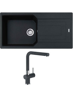 Franke Ubg 611-86 Granit Nero Evye, Active Plus Doccia Nero Armatür