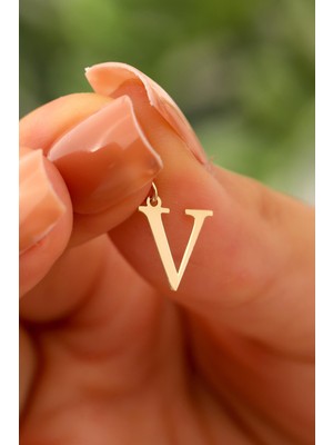 Sefa Gold 14 Ayar Altın V Harfi Harf Kolye Ucu