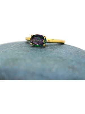 Fasek Gold Tektaş Altın Yüzük - 14 Ayar Altın 2.60 Karat Mistik Topaz Taşlı Tek Taş Evlilik Teklifi Yüzüğü