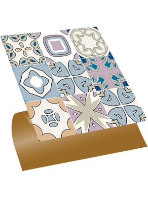 Tink Kendinden Yapışkanlı Renkli Kabuki Desenli Pvc Karo 30x30 cm 4 Adet 0,36 M2