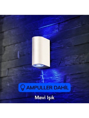 Full Reyon Mavi Işık Beyaz Kasa Çift Yönlü Dekoratif Iç ve Dış Mekan Duvar Apliği