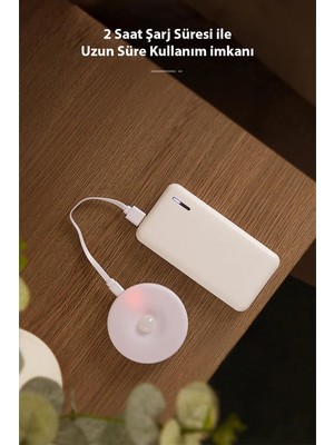 Technojet 1ADET Beyaz Işık USB Şarjlı Akıllı Hareket Sensörlü Kablosuz Spot LED Lamba