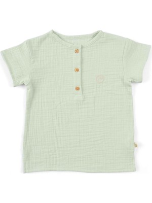 Little Gusto Müslin Çocuk Tişört Yeşil Organik Pamuk