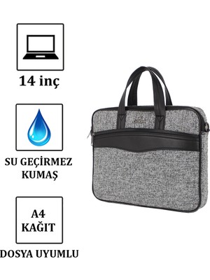 Case Club Keten Kumaş 13''-13,3''-14'' Inç Macbook Air Pro ve Laptop Evrak Çantası Omuz Askılı