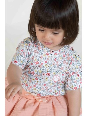Little Gusto Çiçek Desenli Çocuk Tişört