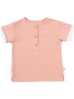 Little Gusto Müslin Çocuk Tişört Pembe Organik Pamuk