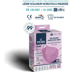 N95 Maske Lila Renk 10 Adet