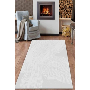 Woolly Halı Silik Çizgi Desenli Gri Halı (Makinada Yıkanabilir Kaymaz Dot Taban) - WL1348