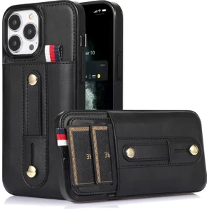 Szykd iPhone 11 Pro Max Için Cüzdan Tasarımlı Deri Telefon Kılıfı - Siyah (Yurt Dışından)