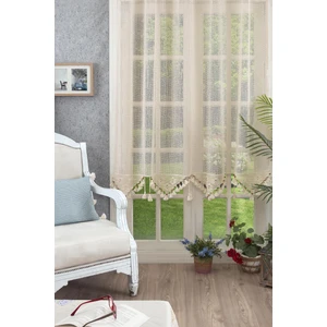 Ödel Home El Işi Dantelli Ponpon Detaylı Tül Perde