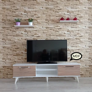 Mobilya Sepeti ( Ms 70 ) Mdf Tv Ünitesi Dolabı,raflı,beyaz-Ceviz