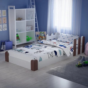 Tulip Life Tuliplife Montessori Karyola Beyaz  Rustik Ceviz 90X190 Yatak Uyumlu Oval Kesim Çocuk Yatağı