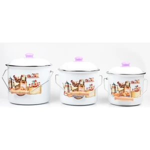 Alev Emaye 3 Parça Bakraç Yoğurt Bakliyat Seti  24 - 26 - 28 cm