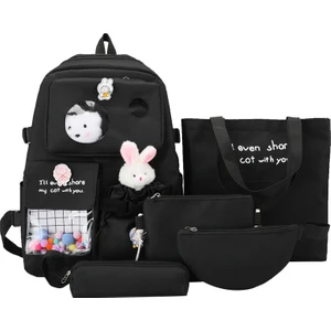 Sırt Çantası Hafif Sırt Çantası Moda Nefes Alabilir Büyük Kapasiteli Okul Çantası Seti Basit Kolej Tarzı 5 Adet (Yurt Dışından)