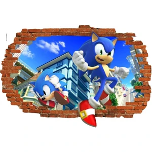 3D Duvar Çıkartmaları Sonic Kirpi Yaratıcı Karikatür Çıkartmalar Oyun Posteri Graffiti Dekorasyon 47*32CM