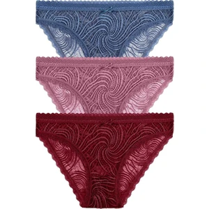 Petrol-Wine-Rose 3 P Lace Slip