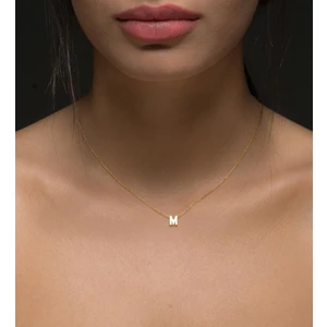 Papatya Silver 925 Ayar Gümüş Gold Kaplama Üç Boyutlu M Harf Kolye